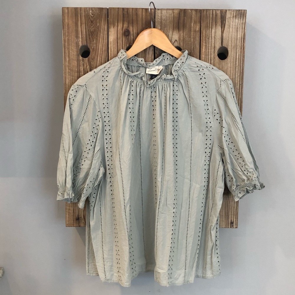Embroidered Cotton Popover Top